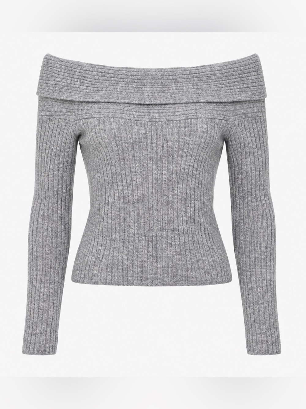 Divided H&M Gray Ribbed Off Shoulder Sweater Size Large